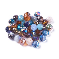 Mixed Color Electroplate Glass Beads, Faceted, Rondelle, Mixed Color, 9.5~10x7.5~8mm, Hole: 1~1.5mm