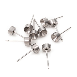 Нержавеющая Сталь Цвет Не тускнеет 304 серьги-гвоздики из нержавеющей стали, горный хрусталь настройки, для остроконечного горного хрусталя, цвет нержавеющей стали, 5 мм, штифты : 0.8 мм, пригодный для стразов 4 мм