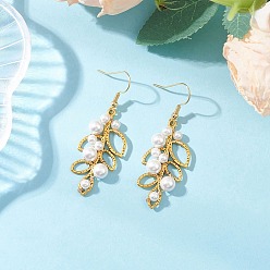 Золотой Серьги-подвески в форме листьев из латунной ракушки, золотые, 55x19 мм