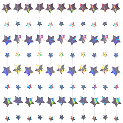 Colorful 3Pcs Paper Star Hanging Banners, Party Decor, Colorful, 4000mm