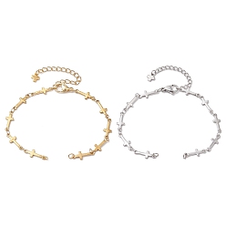 Золотой & Цвет Нержавеющей Стали 2 шт. 2 цвета 304 изготовление браслетов из нержавеющей стали с поперечными связями, золотые и нержавеющая сталь цвет, 6-3/4 дюйм (17.2 см), отверстие : 2.5 мм, 1 шт / цвет