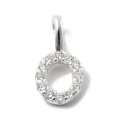 Letter O 925 серебро 925 пробы с подвесками из циркония, буквы, Письмо O, 10x5.5x1.5 мм, отверстие : 2.5x1.5 мм