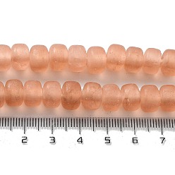 PeachPuff Handmade Nepalese Lampwork Beads, Frosted, Column, PeachPuff, 10x6.5~7mm, Hole: 2.8mm, about 94pcs/strand, 25.39''(64.5cm)