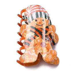 Gingerbread Man Рождественские заколки-коготки из ПВХ для женщин и девочек, с железной фурнитурой, Колобок, 91x62x43 мм