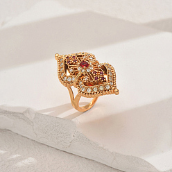 Красный Полые латунные кольца с микропаве из кубических цирконий для женщин, Тыква-образный, золотые, красные, 36 мм, внутренний диаметр: 16мм~18мм