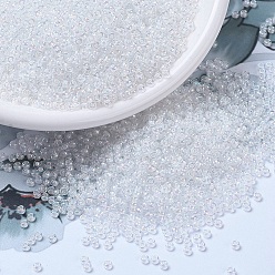(RR284) White Lined Crystal AB MIYUKI Round Rocailles Beads, Japanese Seed Beads, (RR284) White Lined Crystal AB, 11/0, 2x1.3mm, Hole: 0.8mm, about 1100pcs/bottle, 10g/bottle