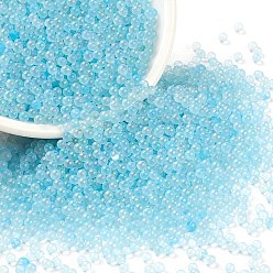 Темно-Голубой Светящиеся прозрачные стеклянные круглые бусины, нет отверстий / незавершенного, класс А, глубокое синее небо, 2~2.5 мм, около 10000 шт / упаковка