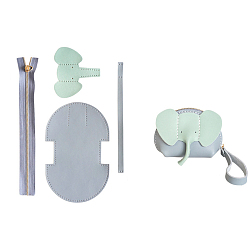 Небесно-голубой Набор для кошелька-молнии в виде слона своими руками, включая материалы для сумок из коровьей кожи, голубой, 130x90 мм