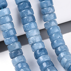 Стально-синий Окрашенные природные белый нефрит бисер пряди, диск, Heishi бусы, стальной синий, 10~10.5x4.5~6.5 мм, отверстие : 1~1.2 мм, около 60~78 шт / нитка, 14.57~15.16'' (37~38.5 см)