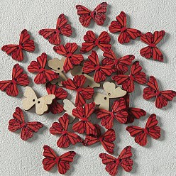 Бабочка Сандерс деревянные 2-отверстие кнопки, бабочка, 22x28 мм, отверстие : 2 мм