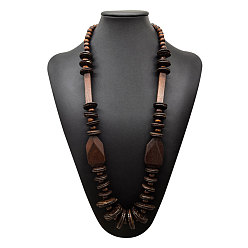 Кокосово-Коричневый Богемные геометрические дисковые ожерелья из дерева и кокоса с градуированным размером бусин для женщин., кокосового коричневый, 33.86 дюйм (86 см)