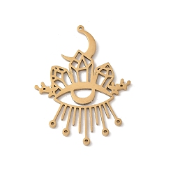 Золотой 201 из нержавеющей стали филигранные подвески, Злые чары глаз, золотые, 28x21.5x1 мм, отверстие : 0.6 мм