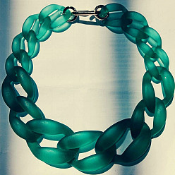 чирок Женские ожерелья из матового акрила с массивной витой цепочкой, с металлическими застежками, золотые, зелено-синие, 19.69 дюйм (50 см)