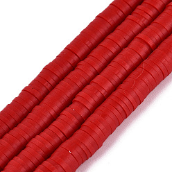 Purpur Handgemachte Fimo-Perlen Stränge, für DIY Schmuck Bastelbedarf, heishi Perlen, Disc / Flachrund, Purpur, 6x0.5~1 mm, Bohrung: 1.8 mm, ca. 290~320 Stk. / Strang, 15.75 Zoll ~ 16.14 Zoll (40~41 cm)