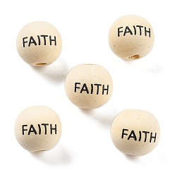 Мокасин Европейские бусины из дерева шима, круглый со словом вера, мокасин, 16x14.5 мм, отверстие : 4.5 мм