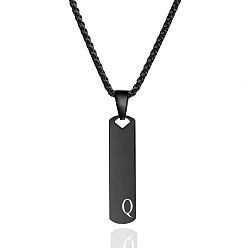 Letter Q 304 Прямоугольная цепочка из нержавеющей стали с подвеской в виде буквы., Буква Q, 22.83 дюйм (58 см)