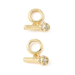 Plaqué 18K Or Véritable Breloques européennes en laiton micro pavé clair zircone cubique, Pendentifs grand trou, microphone, crémaillère plaquage, plaqué longue durée, sans plomb et sans cadmium, réel 18 k plaqué or, 12mm, Trou: 5mm