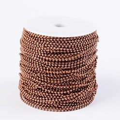 Red Copper Iron Ball Chains, Soldered, Lead Free and Nickel Free, Red Copper Color, with Spool, Bead: 2.4mm, about 328.08 Feet(100m)/roll
