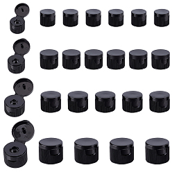 Черный 32шт 4 стили пластиковые крышки для бутылок, крышки для бутылочек косметического лосьона, колонка, чёрные, 20~30x18~25 мм, отверстие : 2.5~5 мм, внутренний диаметр: 18~27 мм, 8 шт / стиль