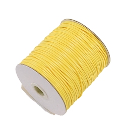 Желтый Кожзаменитель шнуры, Аксессуары для ожерелья и браслета своими руками, желтые, 3 мм, около 43.74 ярдов (40 м) / рулон
