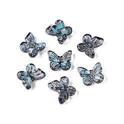 Gray Picasso Transparent Glass Beads, Butterfly, Gray, 9.5x11x4mm, Hole: 0.9~1.2mm, About 1020pcs/pound
