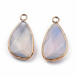 Опал Opalite подвески, с легкой позолоченной латунной фурнитурой, граненые, очарование слезы, 27x14.5x6 мм, отверстие : 2.5 мм