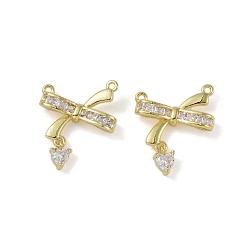 Golden Rack Plating Brass Pendant, with Cubic Zirconia, Lead Free & Cadmium Free, Long-Lasting Plated, Bowkont, Golden, 21x18x5mm, Hole: 1.2mm