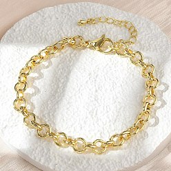 Настоящее золото 18K Латунные браслеты-цепочки с кольцами для женщин и мужчин, долговечный, стойки покрытие, без кадмия и без свинца, реальный 18 k позолоченный, 7-5/8 дюйм (19.3 см)