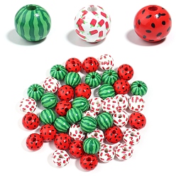 (52) Непрозрачная лаванда Древесина европейского бисера, круглые, арбуз, разноцветные, 16 мм, отверстие : 4 мм, 10 шт / комплект