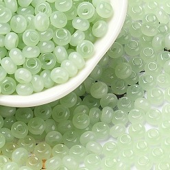 Light Green 3/0 Glass Seed Beads, Transparent Colours, Round, Light Green, 5~5.5x3~3.5mm, Hole: 1.5~1.6mm, about 3488pcs/pound