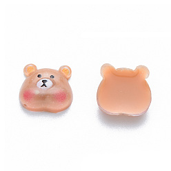 Перу Кабошоны из полупрозрачной смолы, напечатанный, медведь, Перу, 9x10x4 мм
