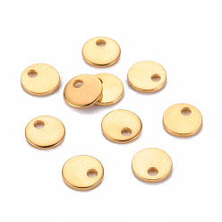 Золотой 201 подвески из нержавеющей стали для штамповки заготовок, плоско-круглые, золотые, 6x0.8 мм, отверстие : 1.2 мм