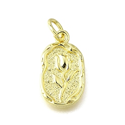 Настоящее золото 18K Латунные подвески, овал с подвесками-розами, долговечный, с целью перехода в кольце, без свинца и без кадмия, реальный 18 k позолоченный, 16x9x2 мм