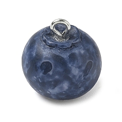Морской Синий Подвески из смолы, черника, с платиновыми железными петлями, Marine Blue, 16.5x16x16 мм, отверстие : 2 мм