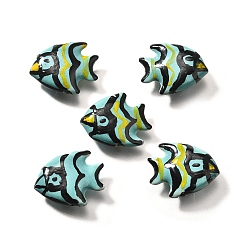 Небесно-голубой Фарфоровые бусины ручной работы, морская рыба, голубой, 17~17.5x21x6.5 мм, отверстие : 2~2.5 мм