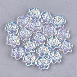 Прозрачный АВ Прозрачные стеклянные бусины, с покрытием AB цвета, цветок, ясно AB, 15x13.5x3.5 мм, отверстие : 1 мм