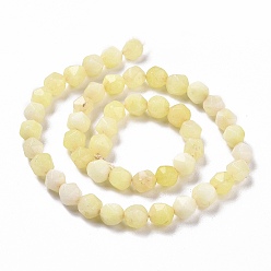 Champagne Yellow Natural Quartz Beads Strands, Faceted Polygon, Dyed & Heated, Champagne Yellow, 7.5~8x8x8mm, Hole: 1.2mm, about 48pcs/strand, 15.35 inch(39cm)