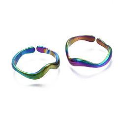 Rainbow Color Ионное покрытие (ip) 304 кольцо манжеты из нержавеющей стали, открытое кольцо цвета радуги для женщин, размер США 6 3/4 (17.1 мм)