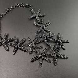 Черный Ожерелья из сплава с изображением морской звезды, чёрные, 20.87 дюйм (53 см)
