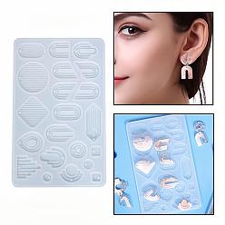 Белый Кулоны силиконовые формы, формы для литья смолы, для изготовления уф-смолы и эпоксидной смолы, разнообразные, белые, 102x165x4 мм, отверстие : 1.5 мм, внутренний диаметр: 9~41x9~33.5 мм