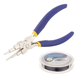 Черный Цвет Металла Наборы для изготовления украшений в проволочной обертке своими руками, включая плоскогубцы из медной проволоки и углеродистой стали, металлический черный , 18 датчик, 1 мм, около 10 м / рулон, 1roll / комплект