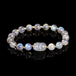 Grey Moonstone Браслеты из натурального серого лунного камня, раунд с пи сю, 8 мм