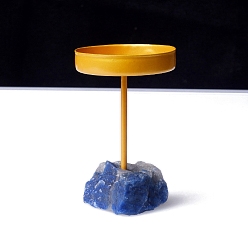 Плоский Круглый Металлические подсвечники, с окрашенными и подогреваемыми основаниями из натурального синего авантюрина, плоско-круглые, 170x70 мм