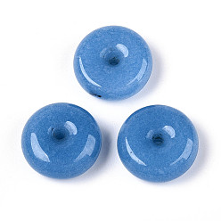 Аквамарин Подвески из окрашенного натурального аквамарина, пончик, Плут синий, 18~18.5x7~8.5 мм, отверстие : 2~2.5 мм