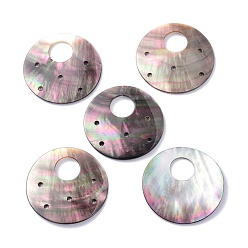 Black Lip Shell Natural Black Lip Shell Big Pendants, Flat Round, 49x2~3mm, Hole: 15mm
