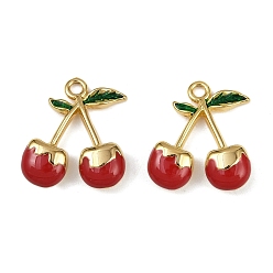 Красный Вишня 304 эмалированные подвески из нержавеющей стали, ионное покрытие (ip), фруктовые прелести, реальный 18 k позолоченный, красные, 18.5x16x4.5 мм, отверстие : 1.6 мм