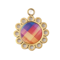 Золотой 304 нержавеющей стальной эмали подвески, цветочный шарм, золотые, 16x13x1 мм, отверстие : 1.8 мм