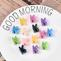 Letter K УФ-покрытие непрозрачные акриловые европейские бусины, бусины с большим отверстием, разноцветные, Письмо K, 20.5x15.5x13.5 мм, отверстие : 6 мм