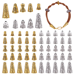 Античный Серебрянный & Античный Золотой 100шт 10 стиль тибетский стиль сплав бусины конусы, старинное серебро и античный золотой, 8~17.5x7~9 мм, отверстие : 1.5~2 мм, 10 шт / стиль