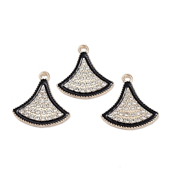 Fan Подвески из эмали и сплава, со стразами, без кадмия и без свинца, золотой свет, вентилятор, 21x19.5x1.5 мм, отверстие : 1.8 мм